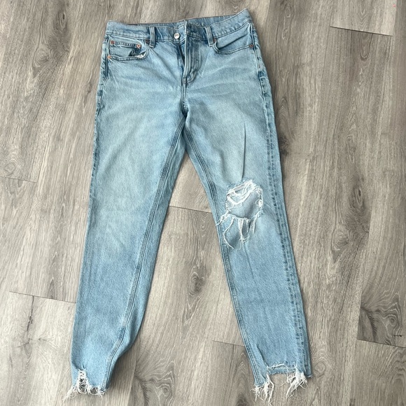 American Eagle Outfitters Frayed Hem Light Blue Jeans size 10 LONG - Picture 9 of 9